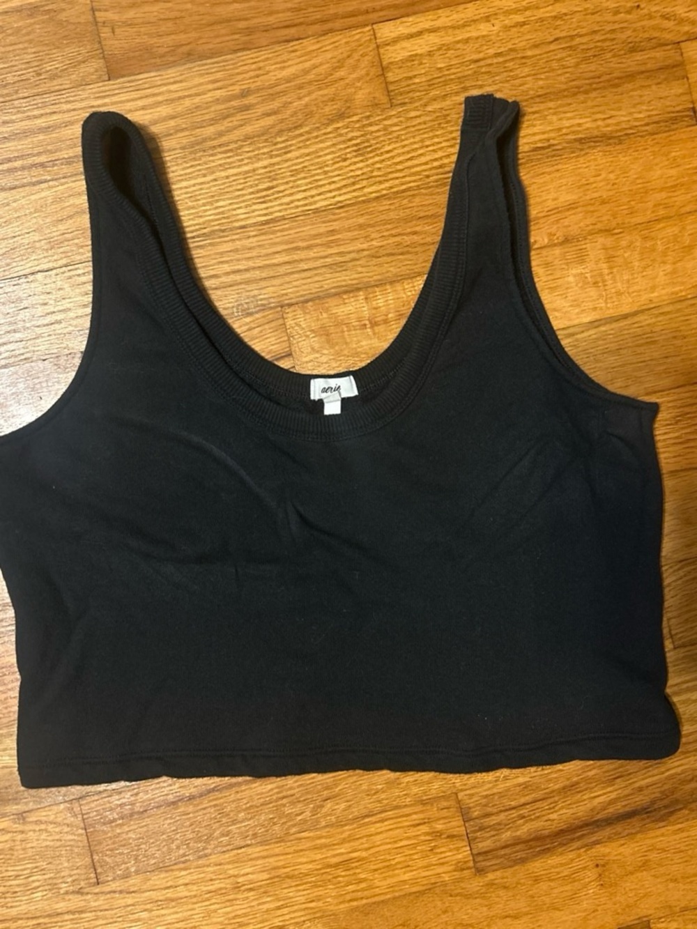 aerie Black sweater crop tank with stitch sides detail